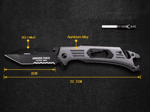 Test 6-in-1 Couteau Pliant Extra Sharp avec Lame en Acier Inoxydable Titane placage AuRiver