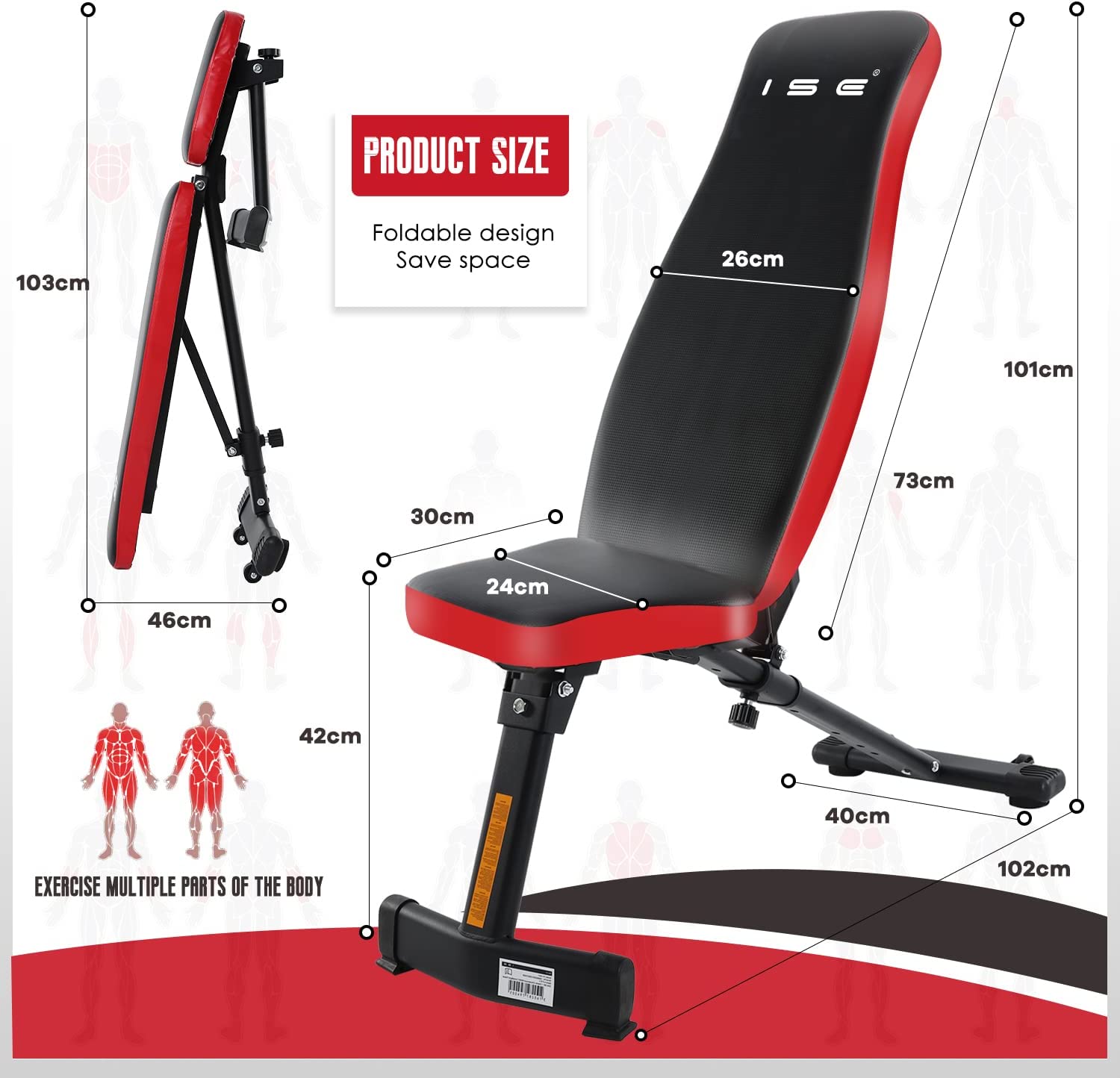 Banc De Musculation 10 En 1 Réglable Et Pliable | Inclinable, Déclinable, Plat | Capacité 408 Kg | Idéal Pour Haltères à La Maison | Confortable Et Stable